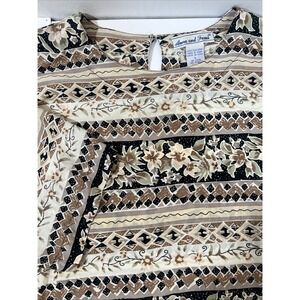 VTG Anna and Frank Top Women L 100% Silk Shirt Floral Blouse Cottagecore Boho